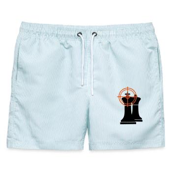 Schachmatt - Männer Badeshorts - hellblau gestreift - Vorne - AI Model Male 178 light (178cm)
