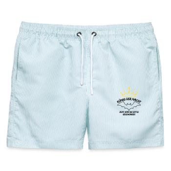 Junggesellenabschied - Männer Badeshorts - hellblau gestreift - Vorne - AI Model Male 178 light (178cm)