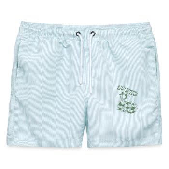 Anti Social Coffee Club - Männer Badeshorts - hellblau gestreift - Vorne - AI Model Male 178 light (178cm)