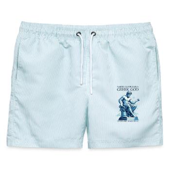 Funny Greek God - Männer Badeshorts - hellblau gestreift - Vorne - AI Model Male 178 light (178cm)
