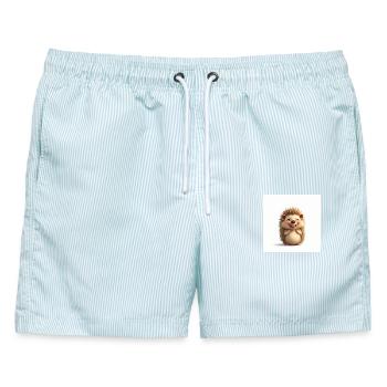Kuscheliger Igel zu süß - Männer Badeshorts - hellblau gestreift - Vorne - AI Model Male 178 light (178cm)