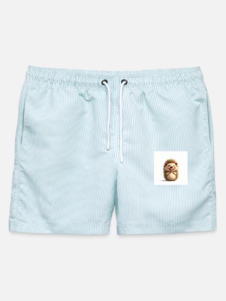 Kuscheliger Igel zu süß - Männer Badeshorts - hellblau gestreift