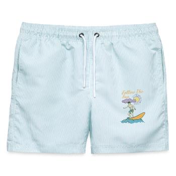 Follow the Sun - Männer Badeshorts - hellblau gestreift - Vorne - AI Model Male 178 light (178cm)