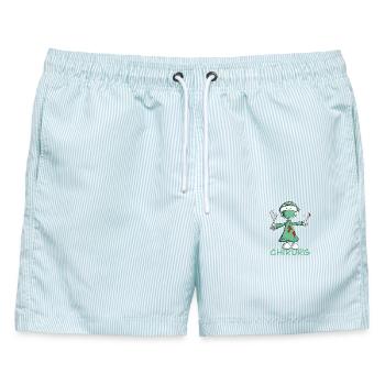 Chirurg Strichmännchen Cartoon - Männer Badeshorts - hellblau gestreift - Vorne - AI Model Male 178 light (178cm)