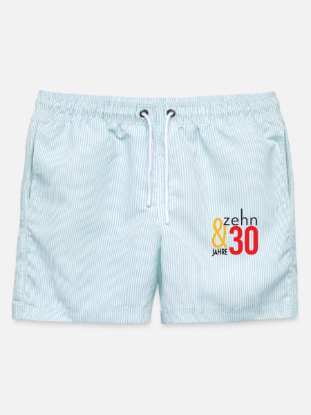 Keine 40 - Zehnunddreissig! - Männer Badeshorts - hellblau gestreift