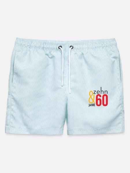Keine 70 - Zehnundsechzig! - Männer Badeshorts - hellblau gestreift