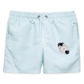 Grabstein Ornament, Rosenblüte, goth - Männer Badeshorts - hellblau gestreift - Vorne - AI Model Male 178 light (178cm)