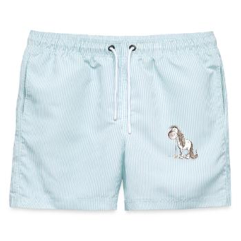 Lustiges Pferd Trinkt Limonade Für Pferde Freunde - Männer Badeshorts - hellblau gestreift - Vorne - AI Model Male 178 light (178cm)