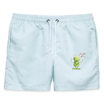 Frosch Engel Unschuld Ich War's Nicht - Männer Badeshorts - hellblau gestreift - Vorne - AI Model Male 178 light (178cm)