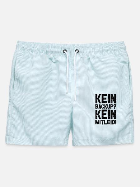 Kein Backup Kein Mitleid Witziges IT Informatiker - Männer Badeshorts - hellblau gestreift