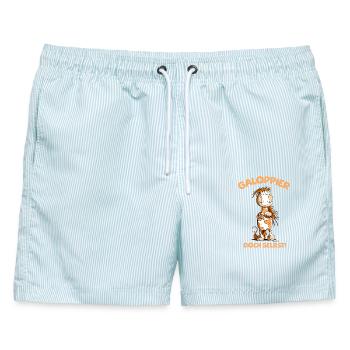 Pferd Galopp Spruch - Männer Badeshorts - hellblau gestreift - Vorne - AI Model Male 178 light (178cm)