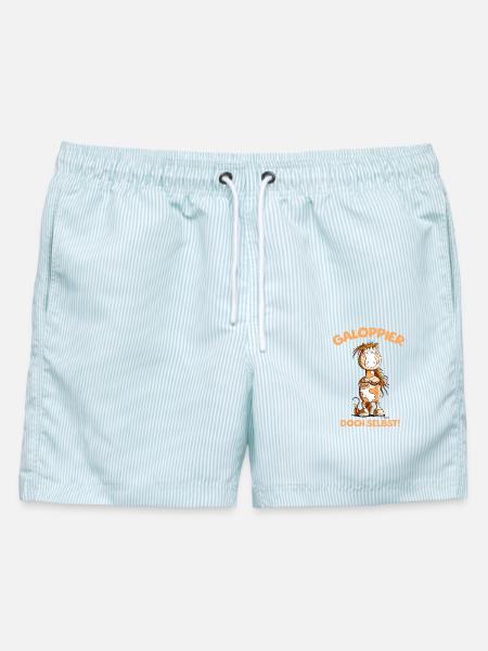 Pferd Galopp Spruch - Männer Badeshorts - hellblau gestreift