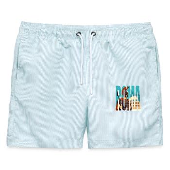 ROMA - Männer Badeshorts - hellblau gestreift - Vorne - AI Model Male 178 light (178cm)