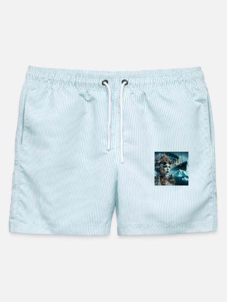 Steampunk Meerjungfrau Titanic - Männer Badeshorts - hellblau gestreift