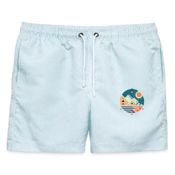 Gebirge - Männer Badeshorts - hellblau gestreift - Vorne - AI Model Male 178 light (178cm)