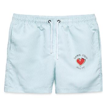 GAZA "DAMN STRIP" HOMMAGE - Männer Badeshorts - hellblau gestreift - Vorne - AI Model Male 178 light (178cm)