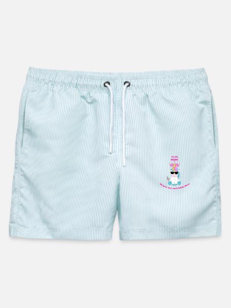 Shirt für Junggesellinnenabschied. Einhorn Logo. - Männer Badeshorts - hellblau gestreift