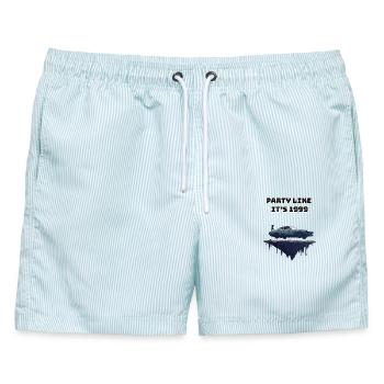 Party party - Männer Badeshorts - hellblau gestreift - Vorne - AI Model Male 178 light (178cm)