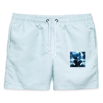 Venus - Männer Badeshorts - hellblau gestreift - Vorne - AI Model Male 178 light (178cm)