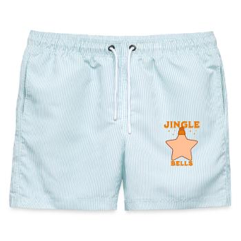 Weihnachts-Design Bells - Männer Badeshorts - hellblau gestreift - Vorne - AI Model Male 178 light (178cm)
