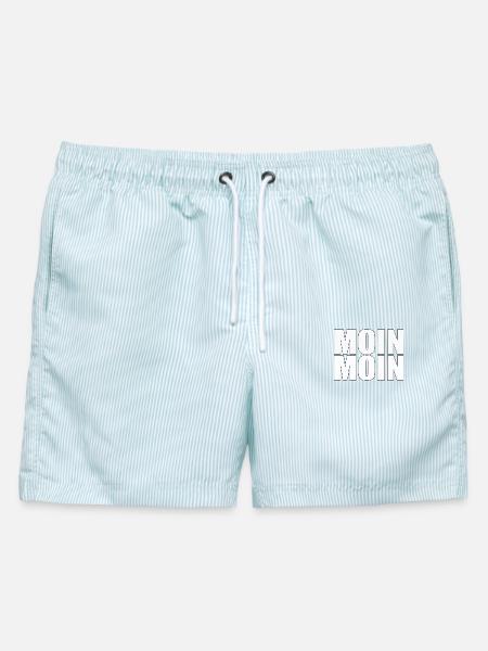 MOIN MOIN - Männer Badeshorts - hellblau gestreift