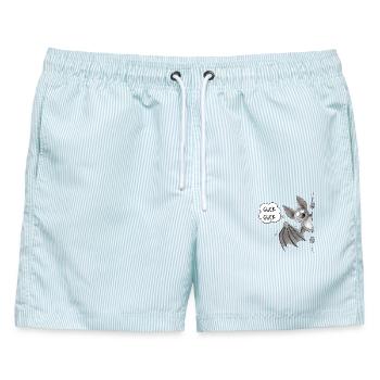 Guck Guck Fledermaus Cartoon Flughund - Männer Badeshorts - hellblau gestreift - Vorne - AI Model Male 178 light (178cm)