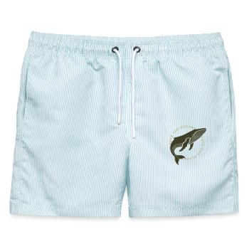 Buckelwal: Save the Whales, Save the Ocean - Männer Badeshorts - hellblau gestreift - Vorne - AI Model Male 178 light (178cm)