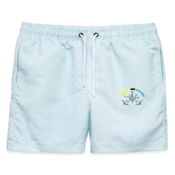 Tauchen und erkunden - Männer Badeshorts - hellblau gestreift - Vorne - AI Model Male 178 light (178cm)