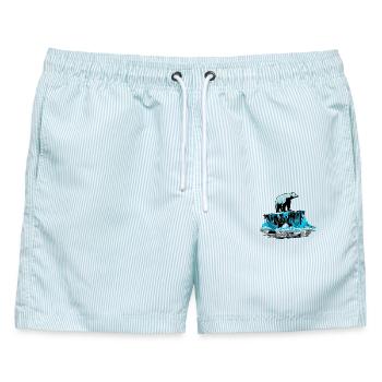 Eisbär auf Eisscholle – Arktisches Design - Männer Badeshorts - hellblau gestreift - Vorne - AI Model Male 178 light (178cm)