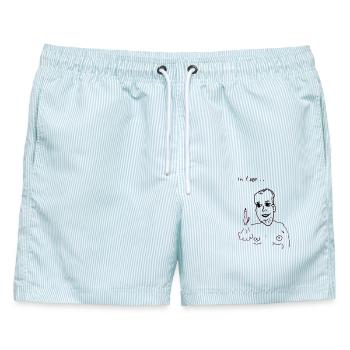Raketenwissenschaft im Office - Männer Badeshorts - hellblau gestreift - Vorne - AI Model Male 178 light (178cm)