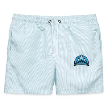 Gebirge - Männer Badeshorts - hellblau gestreift - Vorne - AI Model Male 178 light (178cm)