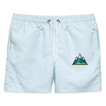 Gebirge - Männer Badeshorts - hellblau gestreift - Vorne - AI Model Male 178 light (178cm)