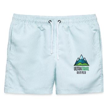 Ultra-Trailrunner - Männer Badeshorts - hellblau gestreift - Vorne - AI Model Male 178 light (178cm)