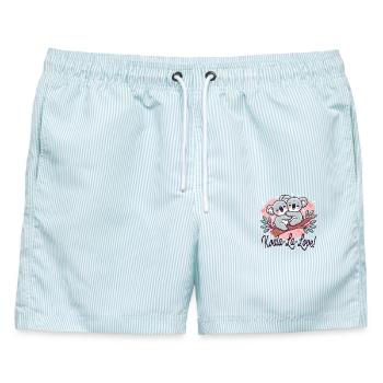 Kuschelige Koalas Umarmung im Herzdesign - Männer Badeshorts - hellblau gestreift - Vorne - AI Model Male 178 light (178cm)