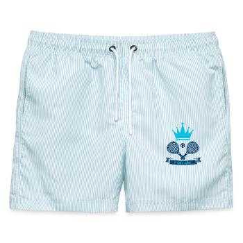 Lustiges Geschenk für Padelspieler, Geschenk für den Padelkönig - Männer Badeshorts - hellblau gestreift - Vorne - AI Model Male 178 light (178cm)