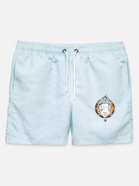 Buddha - Männer Badeshorts - hellblau gestreift