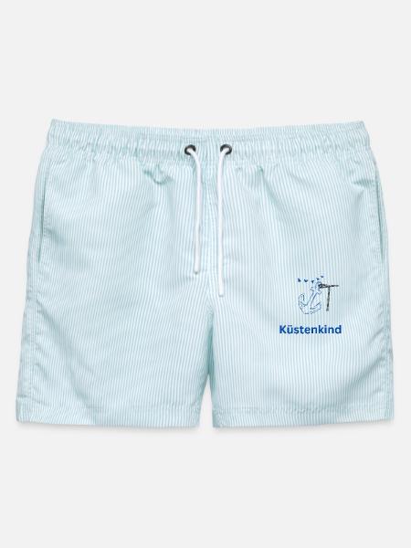 Küstenkind - Männer Badeshorts - hellblau gestreift