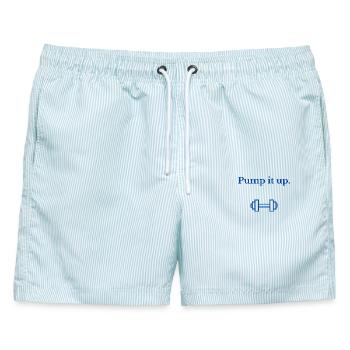 Pump it up - Männer Badeshorts - hellblau gestreift - Vorne - AI Model Male 178 light (178cm)