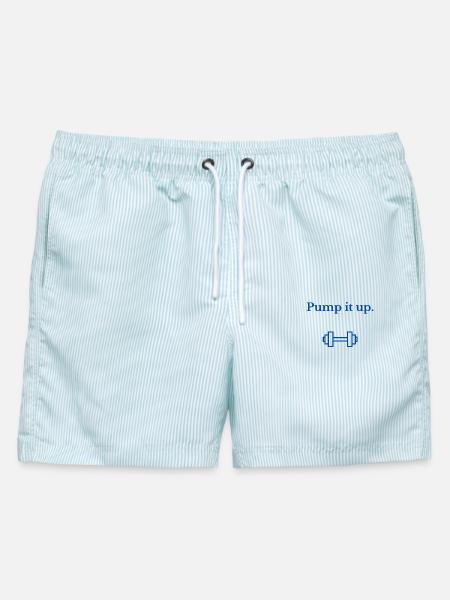 Pump it up - Männer Badeshorts - hellblau gestreift