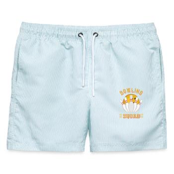 Bowling-Mannschaft - Männer Badeshorts - hellblau gestreift - Vorne - AI Model Male 178 light (178cm)