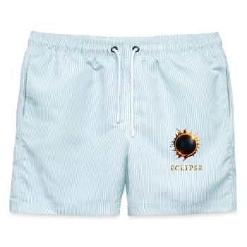 Finsternis - Männer Badeshorts - hellblau gestreift - Vorne - AI Model Male 178 light (178cm)