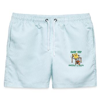 ChipsDip - Männer Badeshorts - hellblau gestreift - Vorne - AI Model Male 178 light (178cm)