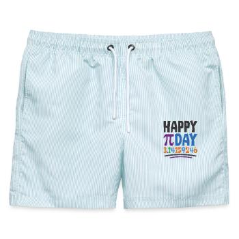 Frohen Pi Tag - Männer Badeshorts - hellblau gestreift - Vorne - AI Model Male 178 light (178cm)