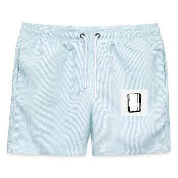 Proof Of Concept - The Analog Void - Männer Badeshorts - hellblau gestreift - Vorne - AI Model Male 178 light (178cm)
