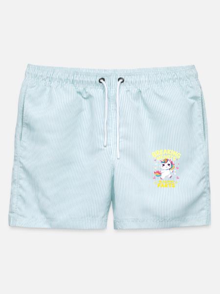 Breaking Hearts Blasting Farts Unicorn - Männer Badeshorts - hellblau gestreift