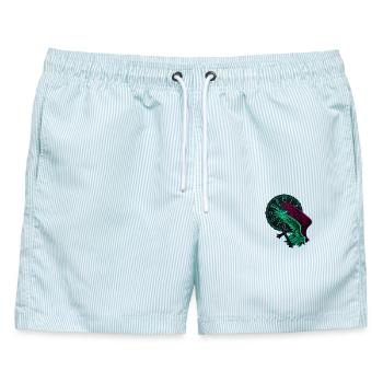 Engelflügel Neon uhren - Männer Badeshorts - hellblau gestreift - Vorne - AI Model Male 178 light (178cm)