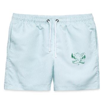 Gebirge - Männer Badeshorts - hellblau gestreift - Vorne - AI Model Male 178 light (178cm)