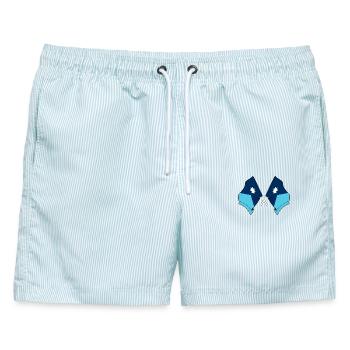 Zwei Flaggen durchquerten Minnesota - Männer Badeshorts - hellblau gestreift - Vorne - AI Model Male 178 light (178cm)
