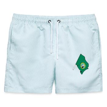 Flagge von Washington - Männer Badeshorts - hellblau gestreift - Vorne - AI Model Male 178 light (178cm)