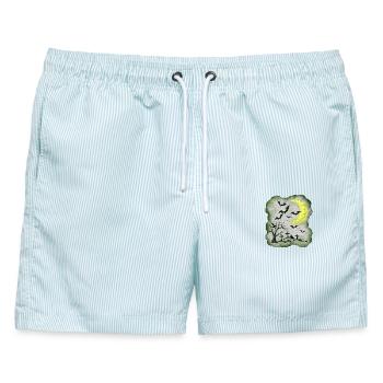 NachtMotiv gräber und Fledermäuse - Männer Badeshorts - hellblau gestreift - Vorne - AI Model Male 178 light (178cm)